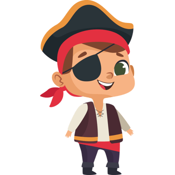 Cartoon pirate boy with eye patch png