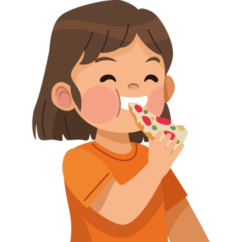A girl eating a slice of pizza png