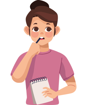 A girl holding a notebook and a pen png