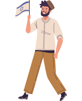 Israeli man holding israeli flag png