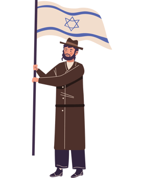 An illustration of a jewish man holding an israeli flag png