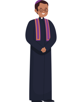 A cartoon priest in a purple robe png
