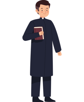 A cartoon man in a black coat holding a book png