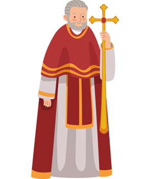 A cartoon image of a priest holding a cross png