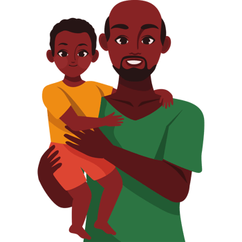 An illustration of a father holding his son png