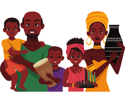 Happy family with children and a man holding a candle png