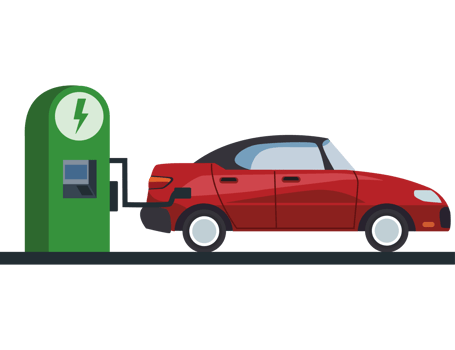 Electric car charging transport png