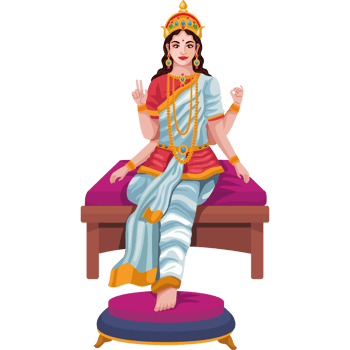 Indian goddess sitting on a chair with her hands up png