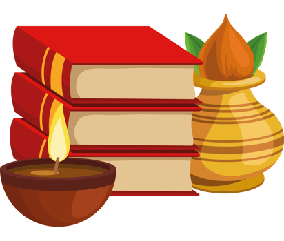 A book, candle and a vase with a candle png