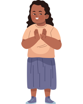 An illustration of a girl with her hands folded png
