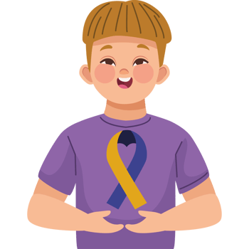 A boy with a yellow ribbon on his shirt png