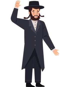 An illustration of a jewish man waving png