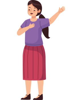 A woman in a skirt is waving her hands png