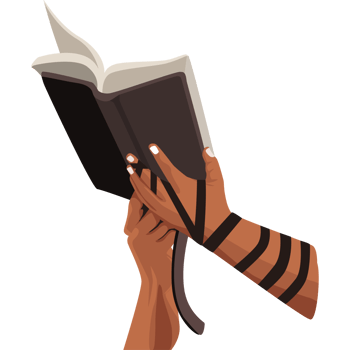 A hand holding a book with a band wrapped around it png