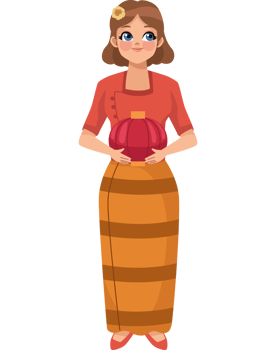 A cartoon woman holding a pumpkin png