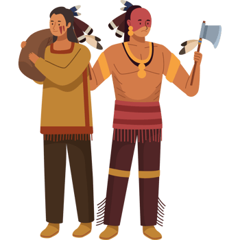 Two native american men holding axes png