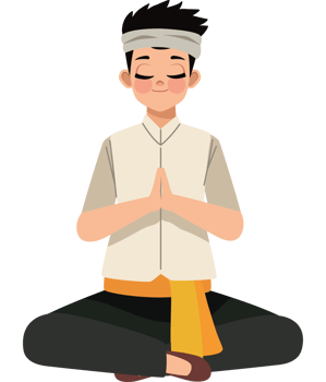 A man in a traditional thai outfit is sitting in a lotus position png