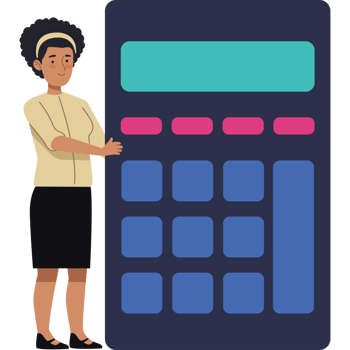 A woman holding a calculator png