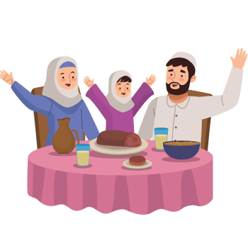 Islamic family celebrating the holiday of ramadan png