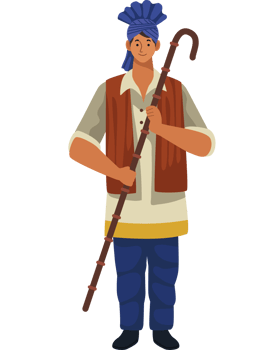 An illustration of a man with a stick png