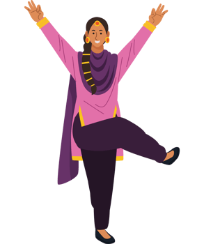 Indian woman dancing in pink png