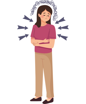Illustration of a woman with a headache png