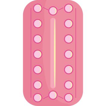 A pink pill with dots on it png