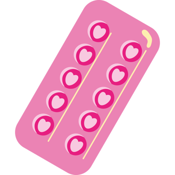 A pink pill with hearts on it png