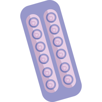 A purple pill with six pills on it png