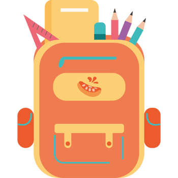 back to school bag and stationery icon isolated png