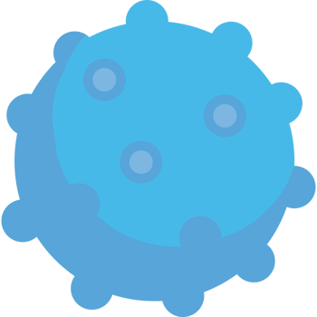 A blue virus with a circle isolated icon png