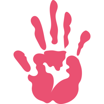 A pink hand print on a black background png