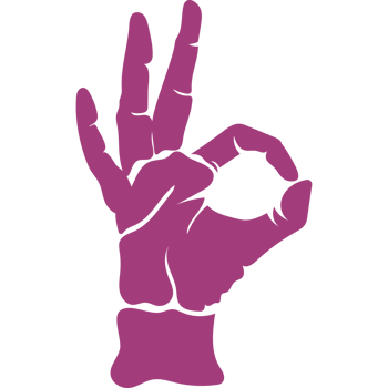 A purple hand with a sign that says ok png