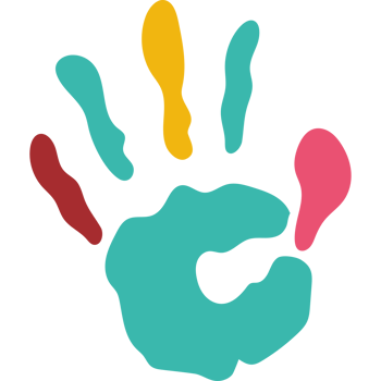 A colorful hand with a handprint on it icon isolated png