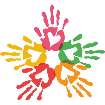 A colorful handprint is shown in the shape of a star png