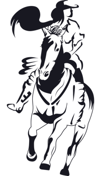 A silhouette of a cowboy riding a horse png