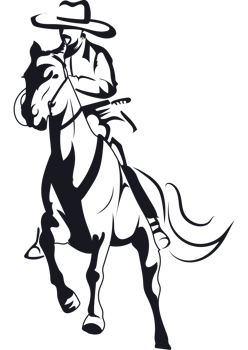 A cowboy riding a horse in silhouette png