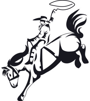 A cowboy riding a horse with a lasso png