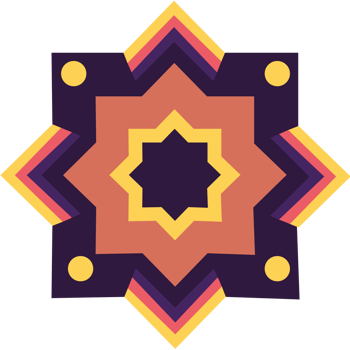 A colorful geometric design with a star in the center png