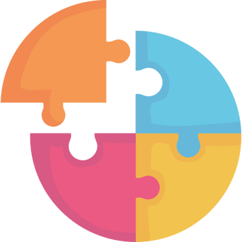 A colorful puzzle piece with four pieces png