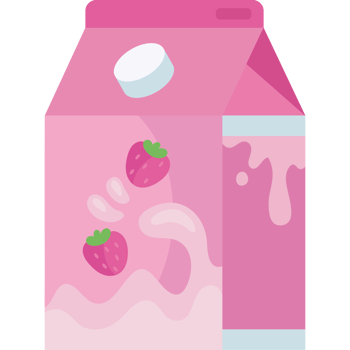 Carton box strawberry juice isolated illustration png