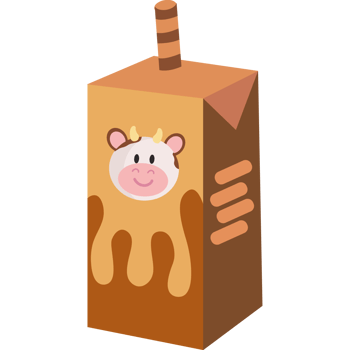 A cartoon cow in a milk carton png