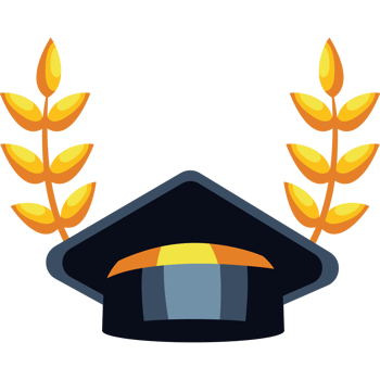 A graduation cap with laurel wreaths png