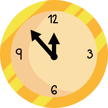 A clock with a black arrow pointing to the right png