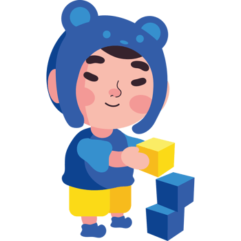 A cartoon boy in a blue bear hat and blue shirt png