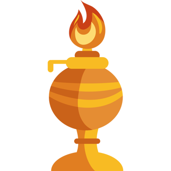 A lamp with a flame icon isolated png