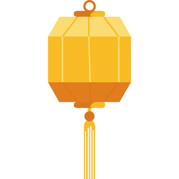 A yellow chinese lantern with a tassel png