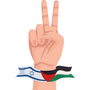 Palestine hand with peace sign and israeli flag png