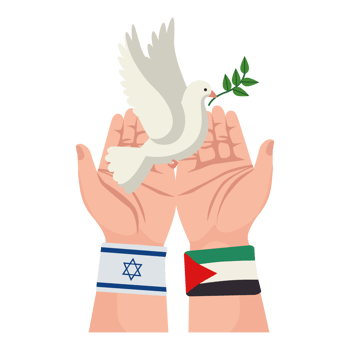 Two hands holding a dove with an olive branch in the middle png