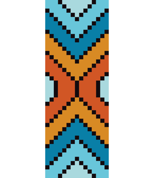 A pixel style pattern with a blue, orange and yellow design png